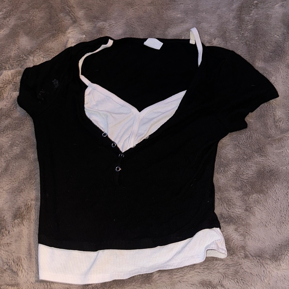 No Boundaries Black and White Blouse